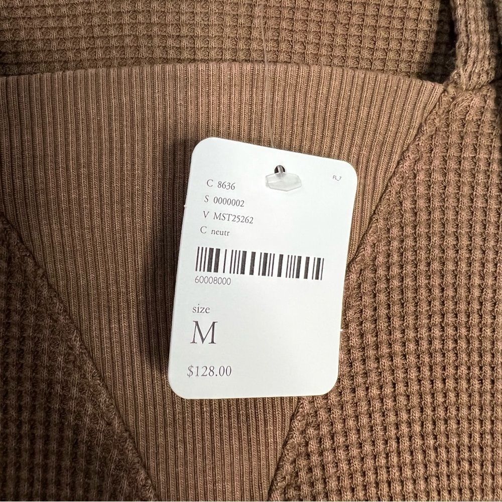 free people movement brown waffle knit thermal pullover hoodie size medium new - Picture 8 of 12